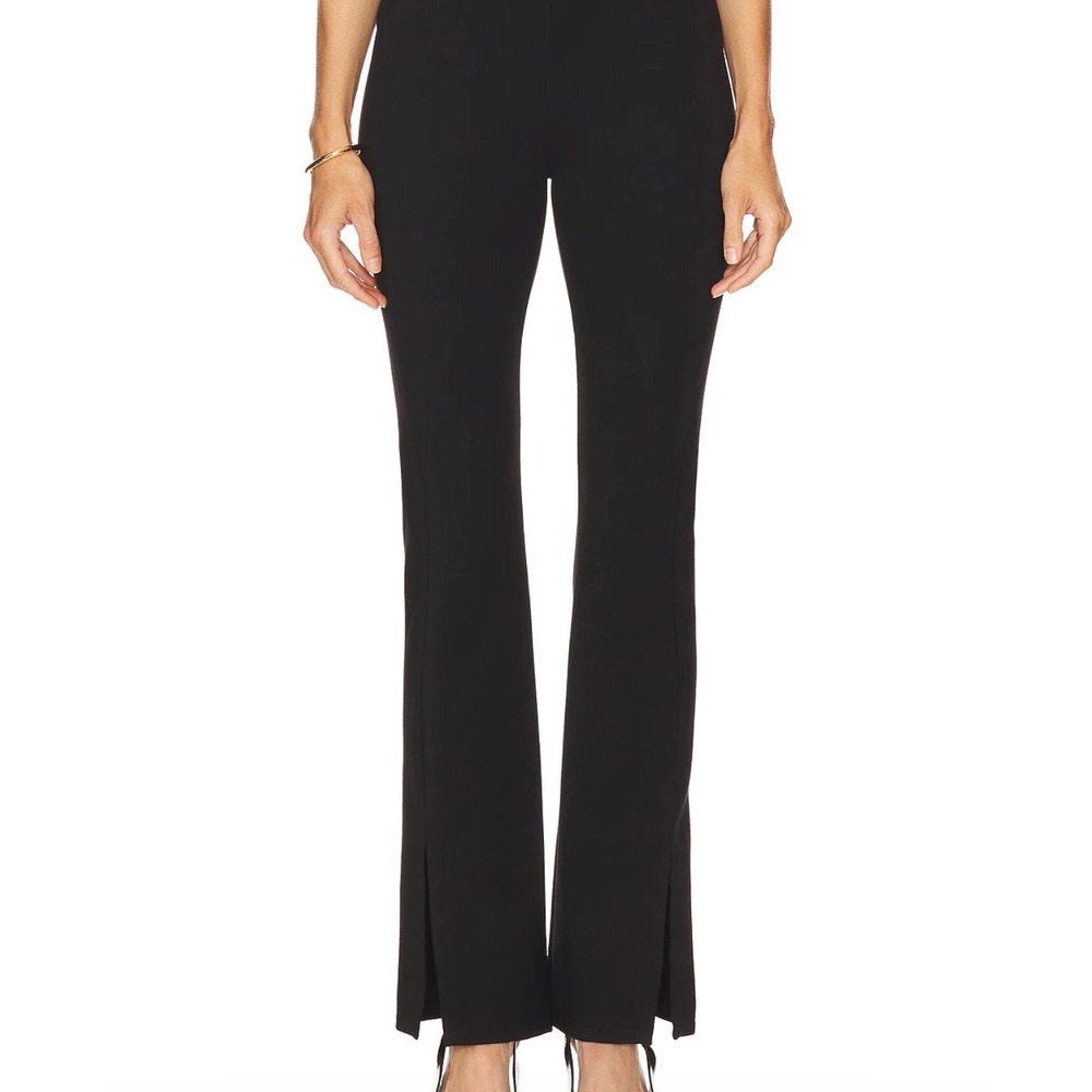 Theory Demitria Pants Women 12 Black Flare Leg Vent Hem Knit Career Workwear